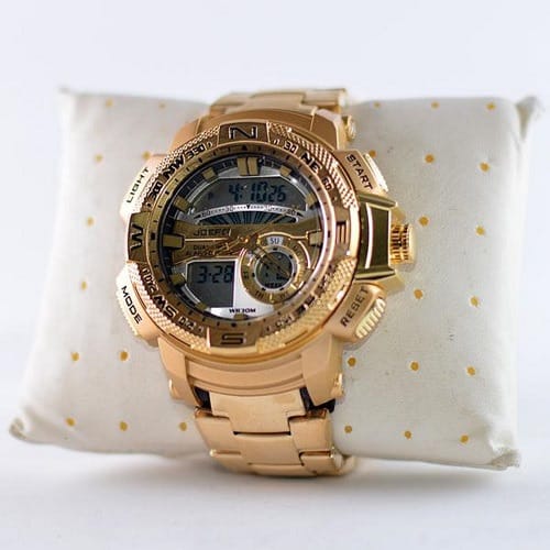 Joefox Multi Functional Digital Analogue LED Wristwatch-Gold