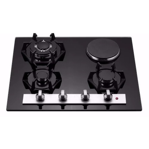 Gs Built-in Tempered Glass Gas Hob Cooker - 3 burners + 1 hotplate