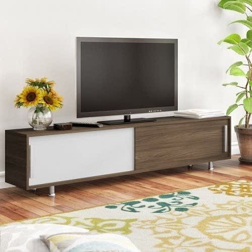Sadia-tv Stand For Tvs Up To 85" - White & Teak