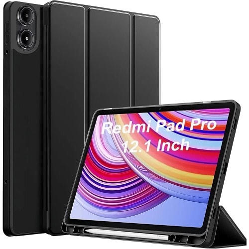 Smart Leather Case With Space For Pen For Xiaomi Redmi Pad Pro 12.1"  - Black