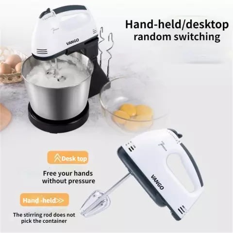 Jubake 7 Speeds Electric Dough And Egg Beater Hand Mixer With Bowl - 350W - 2Liters -Silver
