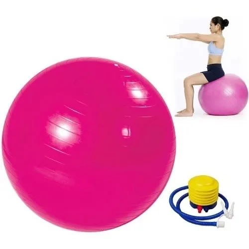 Anti-burst Gym Ball With Foot Pump - 75cm  - Pink