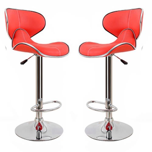 Red Vintage Bar Stool - Set Of 2
