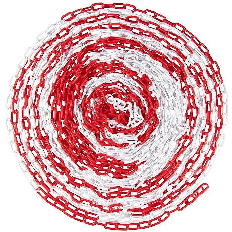 Plastic Barrier Caution Warning Chain For Line Queue Traffic Safety - 8mm 20m/bag - Red/ White