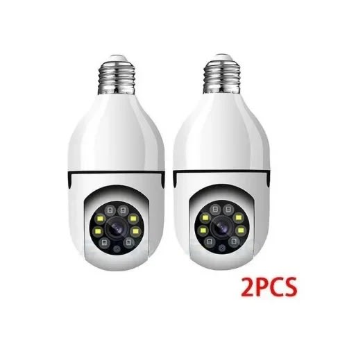 Ptz Wifi Ip Mini Camera E27 Bulb Smart Home Monitoring Cctv Led Ir Light - 2pieces