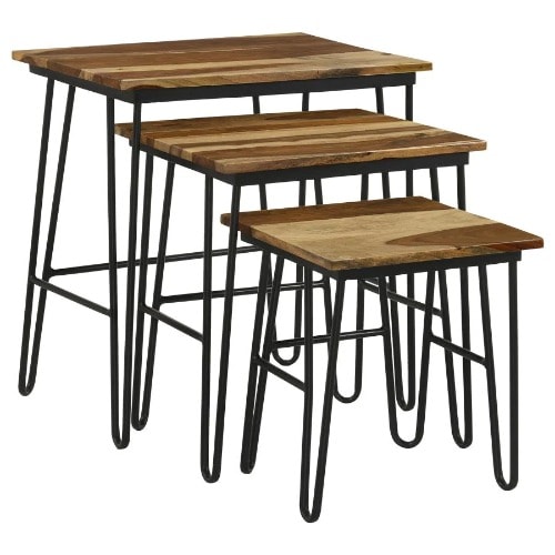 Steve Silver  Nesting Table With Hairpin Legs - Natural And Black -3-pieces