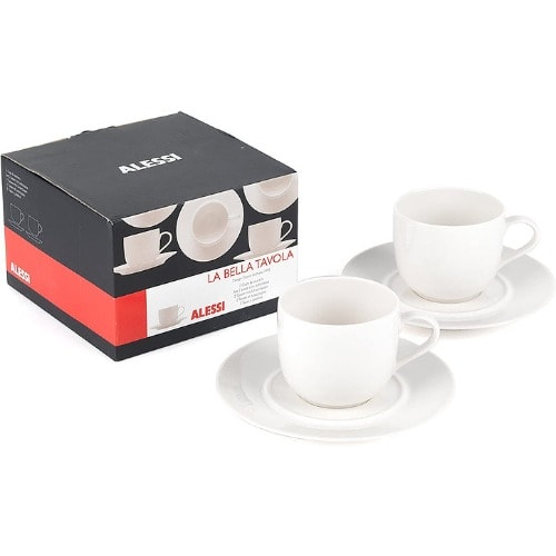 La Bella Tavola Porcelain Cups With Saucers - 180 ml - Off- White