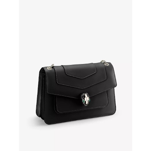 Snake Head Red Chain Crossbody Bag - Black