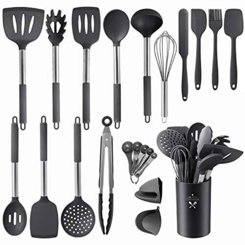 Silicone Kitchen Utensil Set - 22 Pieces - Grey