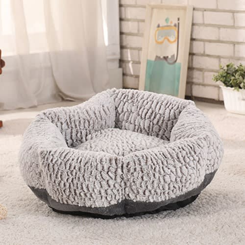 TD4PETS - Petal Pet Plush Calming Cat & Dog Bed  - Grey