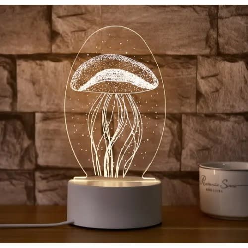 3d Led Light Bedside Lamp - Jelly Fish