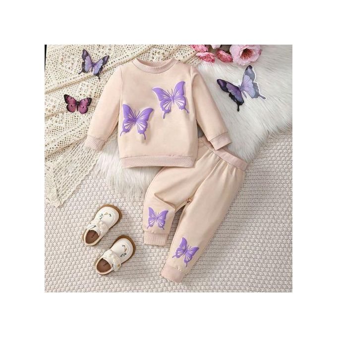 Catpapa 3-24Months Baby Girls Butterfly Printing Top With Pants