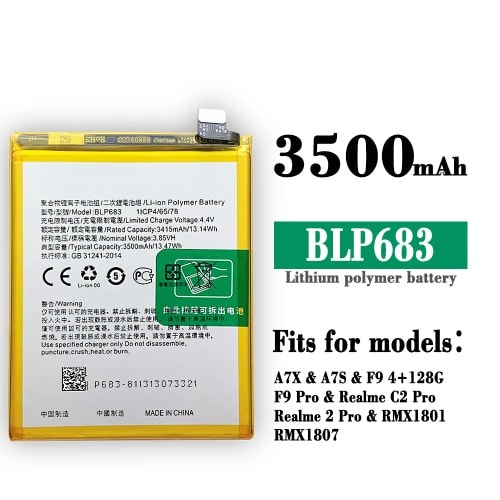 Replacement Battery For Oppo A7x A7s F9 Blp683