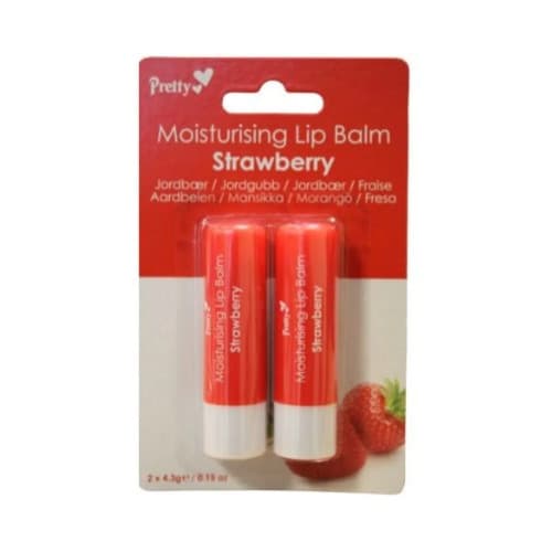 Pretty Strawberry Moisturising Lip Balm - 2 Pairs - 4.3g