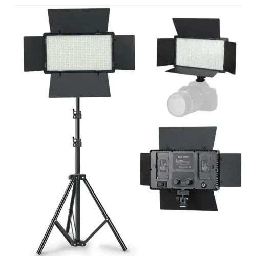 Led 600 Studio Light Rechargeable Kit + Batteries +stand 35w