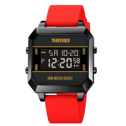 Silicon Strap Red Waterproof Men  Wrist  Watch - Red