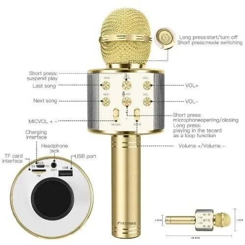 Handheld Wireless Karaoke Microphone With Bluetooth Speaker