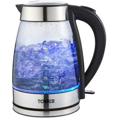 Stainless Steel Ombre Smoked Glass Kettle/jug With Schott Glass -3kw- 1.7l