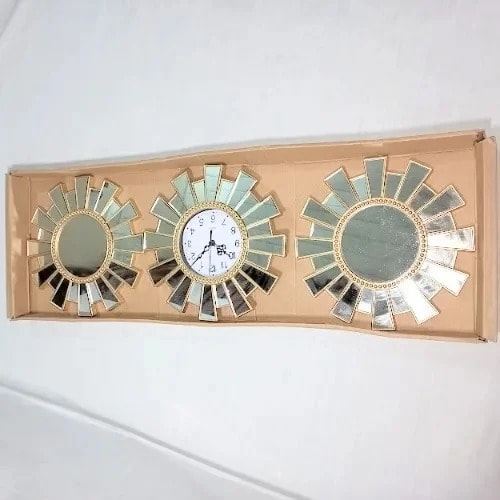 Wall Decor Mirror & Clock -  3pcs