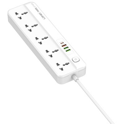 Power Extension With 5 Power Sockets And 3 Usb Ports - 2m Cable - 2500w