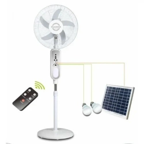 16" Rechargeable Standing Fan With Lithium Battery + Panel And Bulbs - Drf-2916l