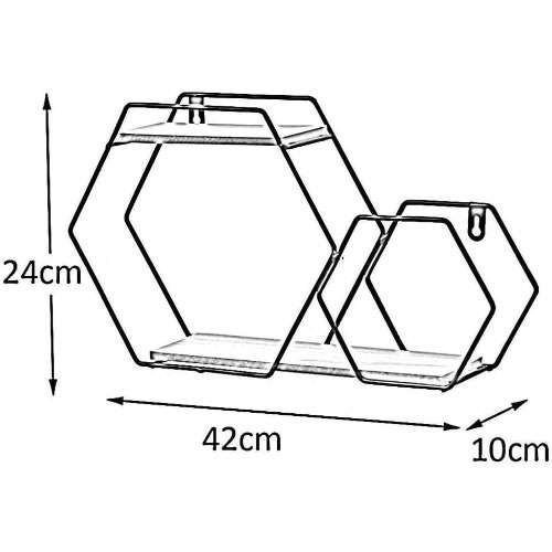 Double Haxagon Wall Shelf -Black