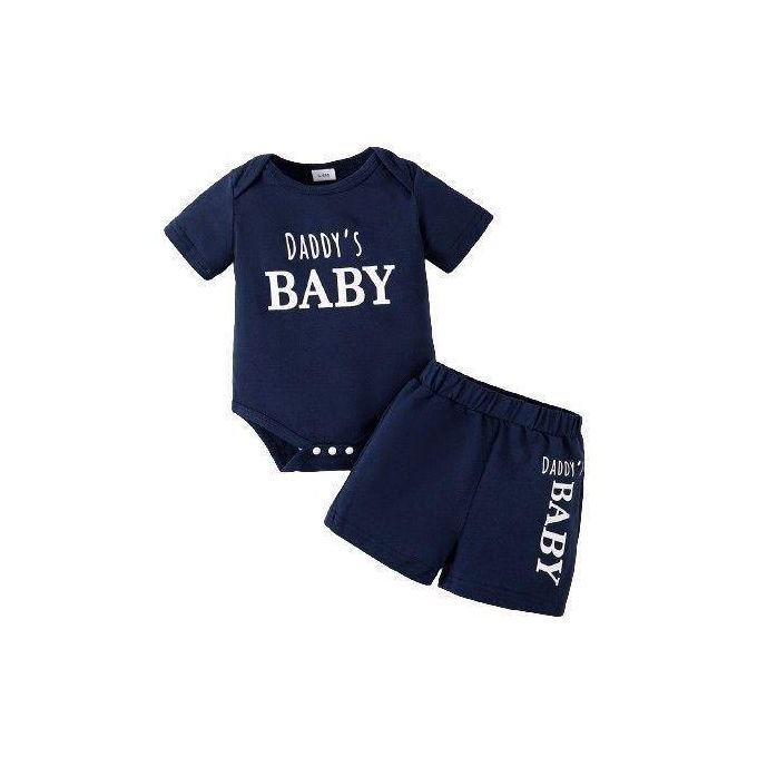 Catpapa 0-18 Months Baby Boy Summer Short-sleeve Bodysuit Solid Color Shorts