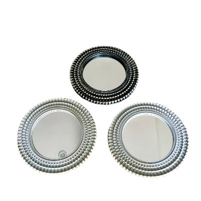 Art Mirror Decor - Set Of 3 - Silver