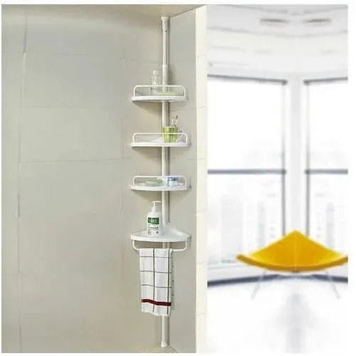 4-tier Bathroom And Kitchen Wall Mounted Corner Shelf Organizer - Tripod Suction Cup