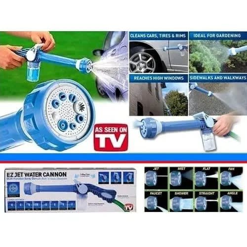 Ez Jet Water Cannon Multi-function Spray Gun - 8 Nozzles For Gardens And Car Wash