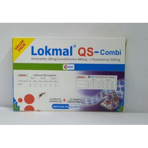 Lokmal Qs - Combi Arthemeter 80mg/ Lumefantrine 480mg + Paracetamol - 500mg