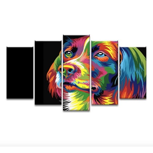 5pcs Frameless Canvas Painting Home Wall Decor Art - Dog