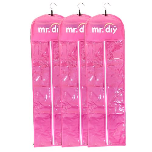 Wig Storage Bag With Hanger Non-woven Hair Case- 3pcs- Pink