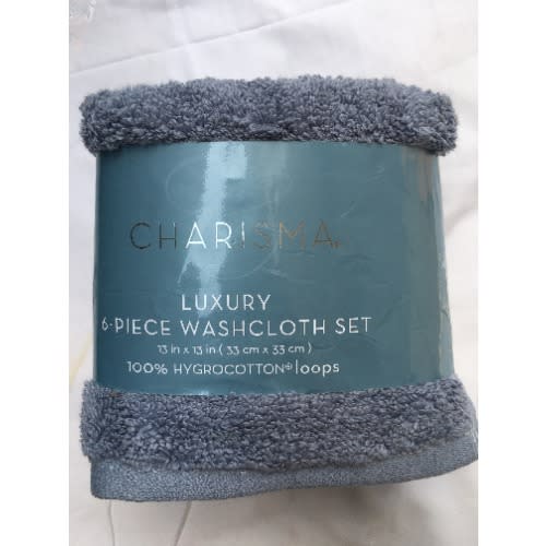 100% Hygro Cotton 6-Piece Washcloth Set - Grey