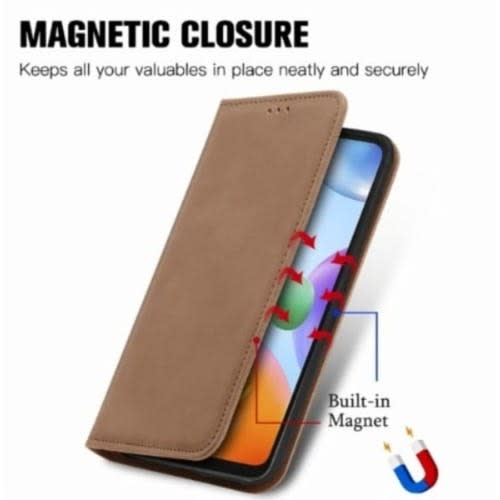 Leather Flip Case For Xiaomi Redmi 10c - Brown