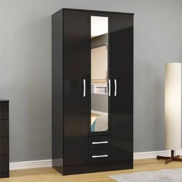 Omega Fur 3 Door 2 Drawer Wooden Wardrobe