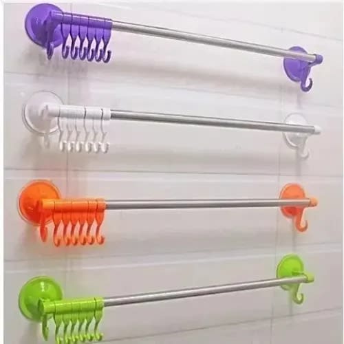 Bathroom / Kitchen Hanger Organizer With Slidable Hooks - Set Of 4 Pcs