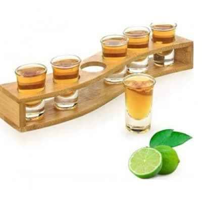 Tequila Shot Glasses And Glass Holder - 6 Shots & Slots