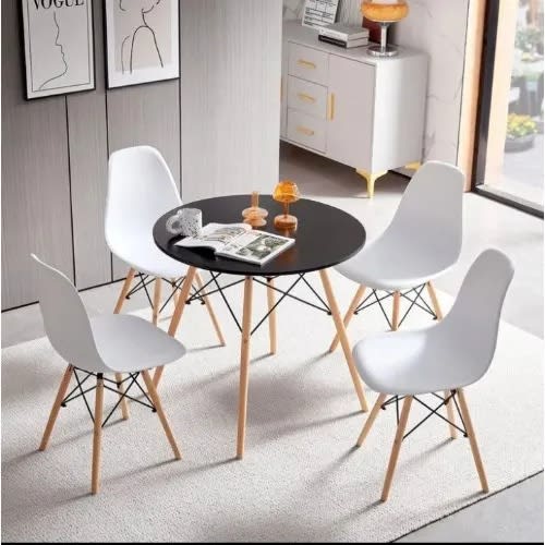 Round Dining Table With 4 Set Of Chairs - Multicolour