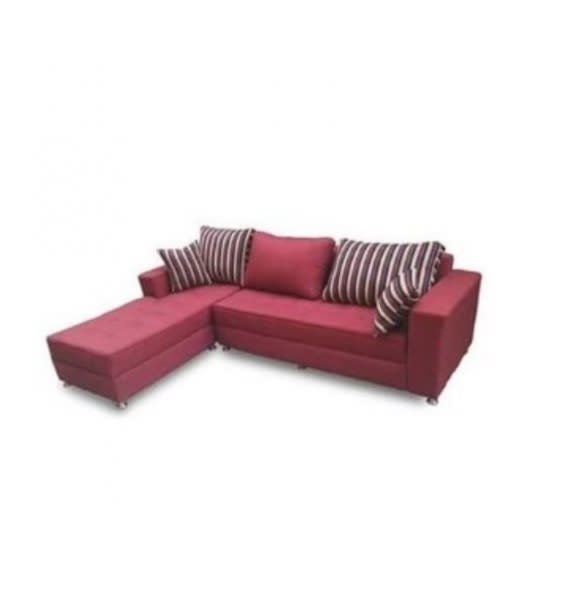 Striped 5-seater Fabric Sofa (l-shaped) - Red