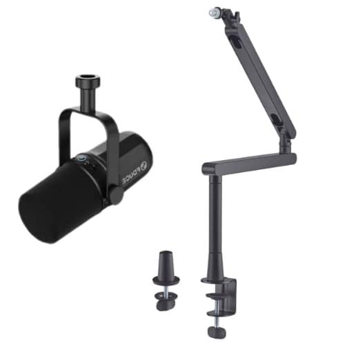 FDUCE Sl40 XLR/USB Wired Podcast Microphone Kit With Heavy Duty Boom