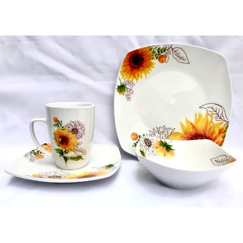 Motif ''Fun In The Sun'' Fine Ceramic Dinnerware Set - 16 Piece