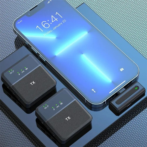 Wireless Microphone System With 2 Lavalier Type-c Microphones