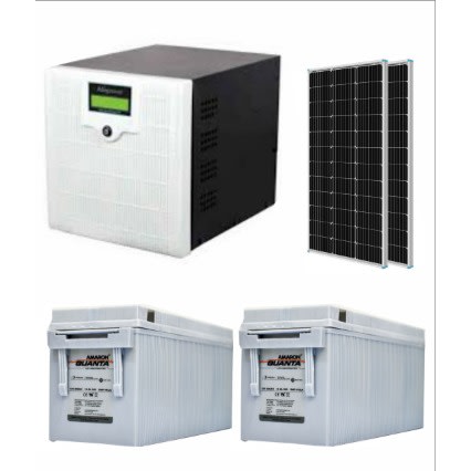 Afripower 2kva Inverter System With 2 Units 200Ah Amaron Quanta Battery And 4 Solar Panel