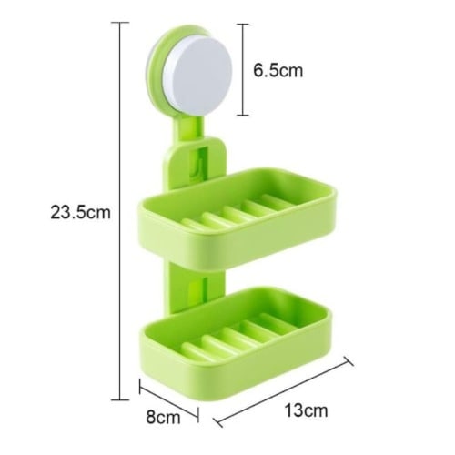 Double Layer Soap Box With Suction Cup Holder Rack