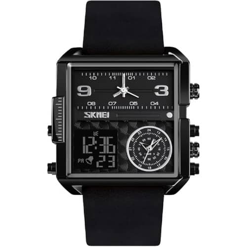 Men's  Square Black Leather - Small 41mm Strap
