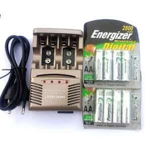 2pcs Rechargeable Energizer Aa Battery & Charger
