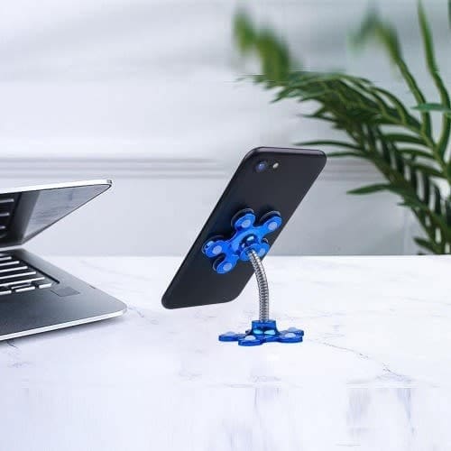 A & J Rotatable Multi-angle Double-sided Phone Holder Suction Cup Stand Bracket - Blue