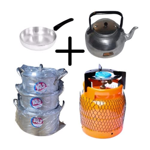 3kg Gas Cylinder, Cooking Pot 3 Set, Kettle And Frypan-gas Cylinder 3kg & Kitchen Utensils