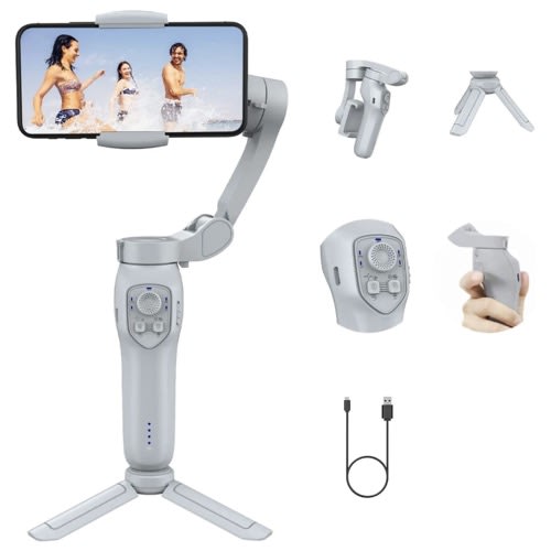 Smart Artificial intelligence Face Tracking Three-Axis 360 Rotation Phone Gimbal with sensor light